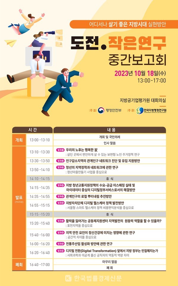 ‘행정안전부-한국지방행정연구원 도전.작은연구’ 중간보고회 포스터